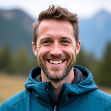 Headshot of Lukas Meier, a smiling man in outdoor gear.